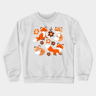 Foxes and flowers Crewneck Sweatshirt
